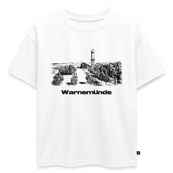 Rostock Warnemünde - T-shirt enfant oversize en coton biologique Premium - blanc - Devant - AI Model Kid Male (0cm)
