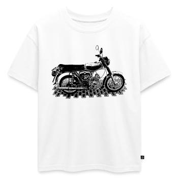 S51 - Motos de la RDA - T-shirt enfant oversize en coton biologique Premium - blanc - Devant - AI Model Kid Male (0cm)