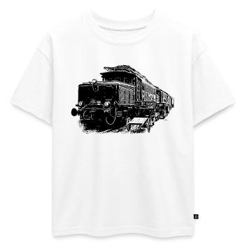 E94 Locomotive Train Le Crocodile - T-shirt enfant oversize en coton biologique Premium - blanc - Devant - AI Model Kid Male (0cm)