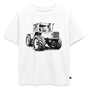 MB trac 1600 turbo | Tracteur - T-shirt enfant oversize en coton biologique Premium - blanc - Devant - AI Model Kid Male (0cm)