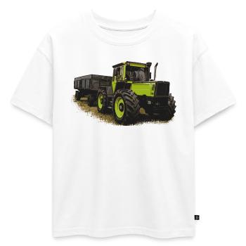 MB trac 1600 turbo avec remorque - T-shirt enfant oversize en coton biologique Premium - blanc - Devant - AI Model Kid Male (0cm)