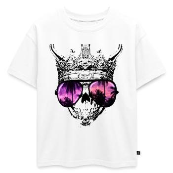 Hipster Skull King - T-shirt enfant oversize en coton biologique Premium - blanc - Devant - AI Model Kid Male (0cm)