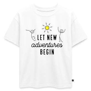 Aventure ou nouveau départ - T-shirt enfant oversize en coton biologique Premium - blanc - Devant - AI Model Kid Male (0cm)