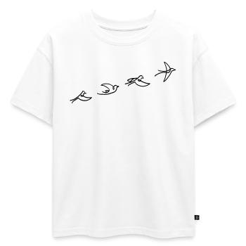Le vol de l'oiseau noir - T-shirt enfant oversize en coton biologique Premium - blanc - Devant - AI Model Kid Male (0cm)