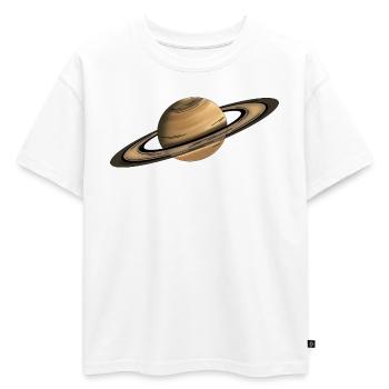 Anneaux planétaires de Saturne - T-shirt enfant oversize en coton biologique Premium - blanc - Devant - AI Model Kid Male (0cm)