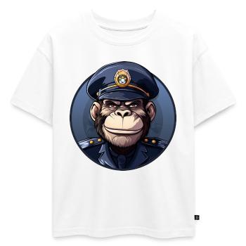 Singe policier - T-shirt enfant oversize en coton biologique Premium - blanc - Devant - AI Model Kid Male (0cm)
