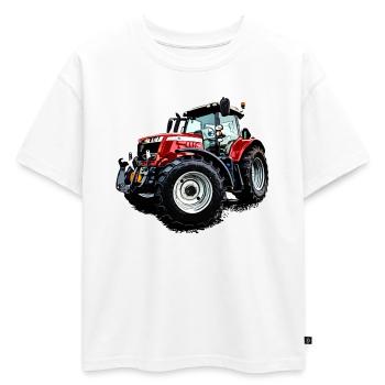 Tracteur S - T-shirt enfant oversize en coton biologique Premium - blanc - Devant - AI Model Kid Male (0cm)