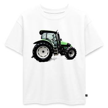 Tracteur AGROTRON K110 - T-shirt enfant oversize en coton biologique Premium - blanc - Devant - AI Model Kid Male (0cm)