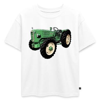 Tracteur agricole Diesel 4N2 pour homme - T-shirt enfant oversize en coton biologique Premium - blanc - Devant - AI Model Kid Male (0cm)