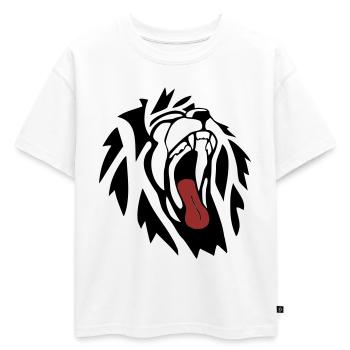 Lion - T-shirt enfant oversize en coton biologique Premium - blanc - Devant - AI Model Kid Male (0cm)