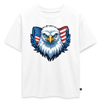 Drapeau des États-Unis Eagle Wings - T-shirt enfant oversize en coton biologique Premium - blanc - Devant - AI Model Kid Male (0cm)