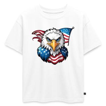 Drapeau des États-Unis et aigle des États-Unis - T-shirt enfant oversize en coton biologique Premium - blanc - Devant - AI Model Kid Male (0cm)
