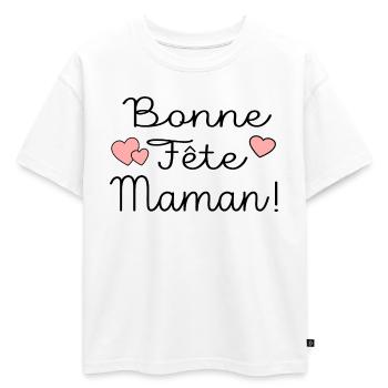Bonne Fête Maman Mère - T-shirt enfant oversize en coton biologique Premium - blanc - Devant - AI Model Kid Male (0cm)