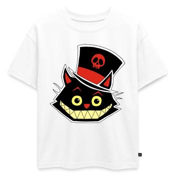 chat et chapeau - T-shirt enfant oversize en coton biologique Premium - blanc - Devant - AI Model Kid Male (0cm)