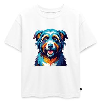 Chien de berger roumain race coloré dessin animé Kawaii - T-shirt enfant oversize en coton biologique Premium - blanc - Devant - AI Model Kid Male (0cm)