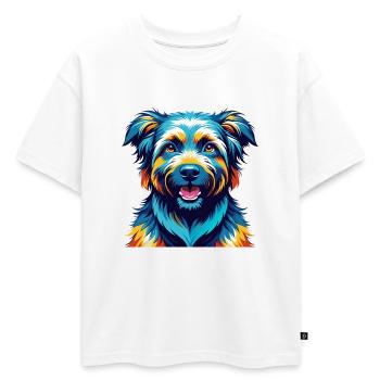 Chien Mioritique Roumain Race Dessin Animé Kawaii - T-shirt enfant oversize en coton biologique Premium - blanc - Devant - AI Model Kid Male (0cm)