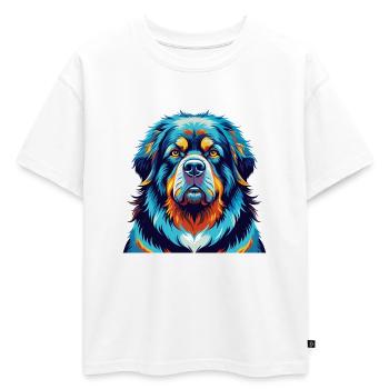 Dogue tibétain Chien race Coloré Dessin animé Kawaii - T-shirt enfant oversize en coton biologique Premium - blanc - Devant - AI Model Kid Male (0cm)