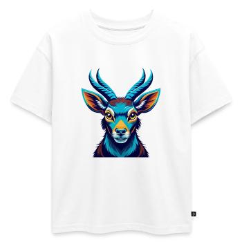 antilope coloré kawaii dessin animé personnage clipart - T-shirt enfant oversize en coton biologique Premium - blanc - Devant - AI Model Kid Male (0cm)