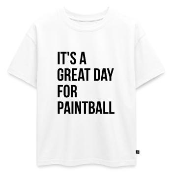 Paintball Paintball Paintball - T-shirt enfant oversize en coton biologique Premium - blanc - Devant - AI Model Kid Male (0cm)