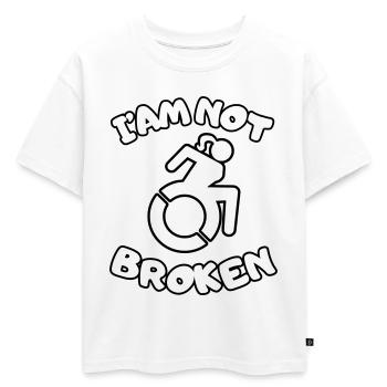 Je suis en fauteuil roulant mais je ne suis pas brisé # - T-shirt enfant oversize en coton biologique Premium - blanc - Devant - AI Model Kid Male (0cm)