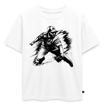 Croquis de baseball - T-shirt enfant oversize en coton biologique Premium - blanc - Devant - AI Model Kid Male (0cm)