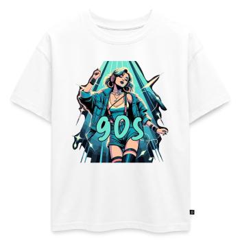Femme Dancing Retro Disco Disco Cadeau - T-shirt enfant oversize en coton biologique Premium - blanc - Devant - AI Model Kid Male (0cm)