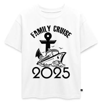 Croisière famille 2025 - T-shirt enfant oversize en coton biologique Premium - blanc - Devant - AI Model Kid Male (0cm)