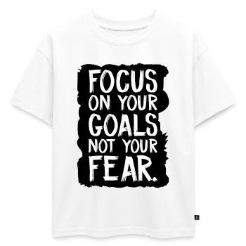 Concentrez-vous sur vos objectifs, pas sur votre peur - T-shirt enfant oversize en coton biologique Premium - blanc - Devant - AI Model Kid Male (0cm)