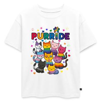Purride Chats LGBT - T-shirt enfant oversize en coton biologique Premium - blanc - Devant - AI Model Kid Male (0cm)