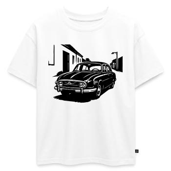 Fin Camarade - V8 - T-shirt enfant oversize en coton biologique Premium - blanc - Devant - AI Model Kid Male (0cm)