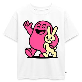 Heureux amis ! - T-shirt enfant oversize en coton biologique Premium - blanc - Devant - AI Model Kid Male (0cm)