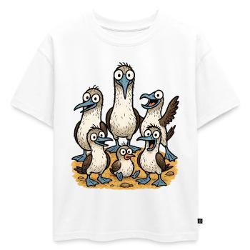 Illustration de charmants oiseaux de mer - T-shirt enfant oversize en coton biologique Premium - blanc - Devant - AI Model Kid Male (0cm)