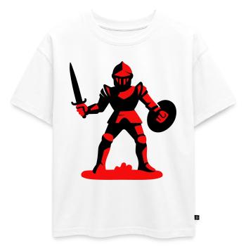 Chevalier Rouge - T-shirt enfant oversize en coton biologique Premium - blanc - Devant - AI Model Kid Male (0cm)