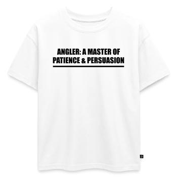 Pêcheur : Maître de la patience et de la persuasion - T-shirt enfant oversize en coton biologique Premium - blanc - Devant - AI Model Kid Male (0cm)