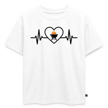 Barbecue au cœur – Passion pour le barbecue - T-shirt enfant oversize en coton biologique Premium - blanc - Devant - AI Model Kid Male (0cm)