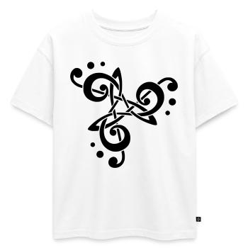 note de musique en triskèle  - T-shirt enfant oversize en coton biologique Premium - blanc - Devant - AI Model Kid Male (0cm)