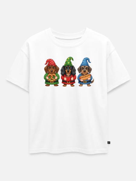 Dackel Merry Christmas Cooles Weihnachtsgeschenk - Oversized Kinder Premium Organic T-Shirt - Weiß