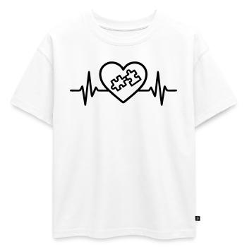 Heart Puzzle – Amour des jeux de logique - T-shirt enfant oversize en coton biologique Premium - blanc - Devant - AI Model Kid Male (0cm)