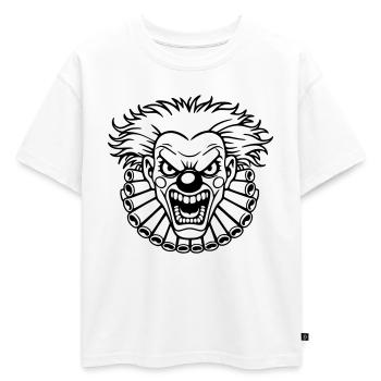 clown méchant  - T-shirt enfant oversize en coton biologique Premium - blanc - Devant - AI Model Kid Male (0cm)