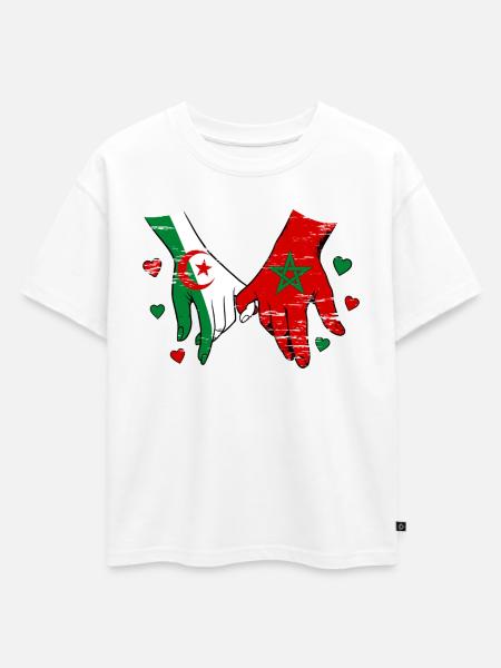 Algerien Marokko Flagge Händehalten used - Oversized Kinder Premium Organic T-Shirt - Weiß