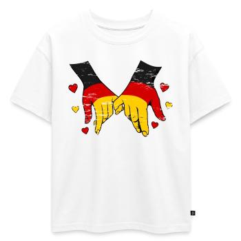 Drapeau allemand main dans la main utilisé - T-shirt enfant oversize en coton biologique Premium - blanc - Devant - AI Model Kid Male (0cm)