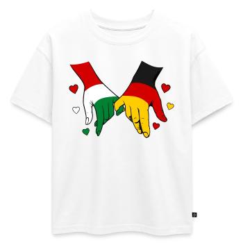 Hongrie, drapeaux allemands se tenant la main - T-shirt enfant oversize en coton biologique Premium - blanc - Devant - AI Model Kid Male (0cm)