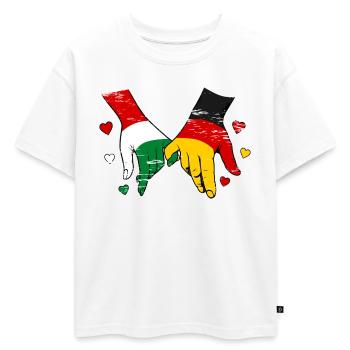 Drapeaux hongrois-allemands utilisés - T-shirt enfant oversize en coton biologique Premium - blanc - Devant - AI Model Kid Male (0cm)