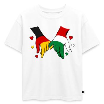 Allemagne et Hongrie Drapeau main dans la main - T-shirt enfant oversize en coton biologique Premium - blanc - Devant - AI Model Kid Male (0cm)