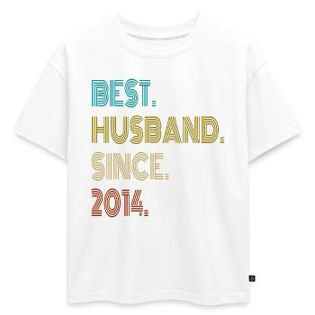 Meilleur mari depuis 2014 - T-shirt enfant oversize en coton biologique Premium - blanc - Devant - AI Model Kid Male (0cm)