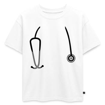 Stéthoscope - T-shirt enfant oversize en coton biologique Premium - blanc - Devant - AI Model Kid Male (0cm)