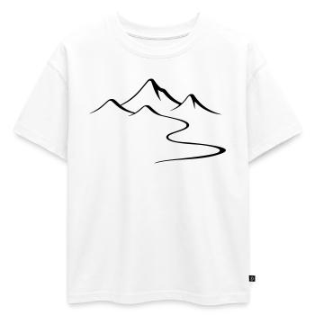 Silhouette du contour des montagnes - T-shirt enfant oversize en coton biologique Premium - blanc - Devant - AI Model Kid Male (0cm)