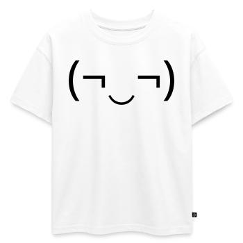 Émoticône espiègle (¬‿¬) sourire espiègle - T-shirt enfant oversize en coton biologique Premium - blanc - Devant - AI Model Kid Male (0cm)