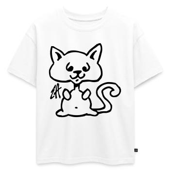 Chat - T-shirt enfant oversize en coton biologique Premium - blanc - Devant - AI Model Kid Male (0cm)
