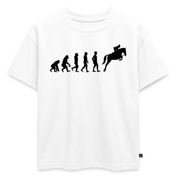 Évolution du cheval - T-shirt enfant oversize en coton biologique Premium - blanc - Devant - AI Model Kid Male (0cm)